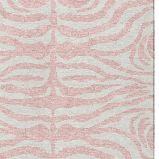 Pink And Gray Animal Print Washable Indoor Outdoor Area Rug Photo 5