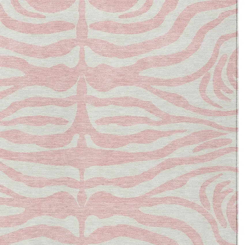 Pink And Gray Animal Print Washable Indoor Outdoor Area Rug Photo 5