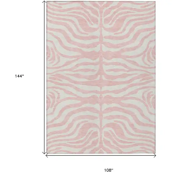 Pink And Gray Animal Print Washable Indoor Outdoor Area Rug Photo 7