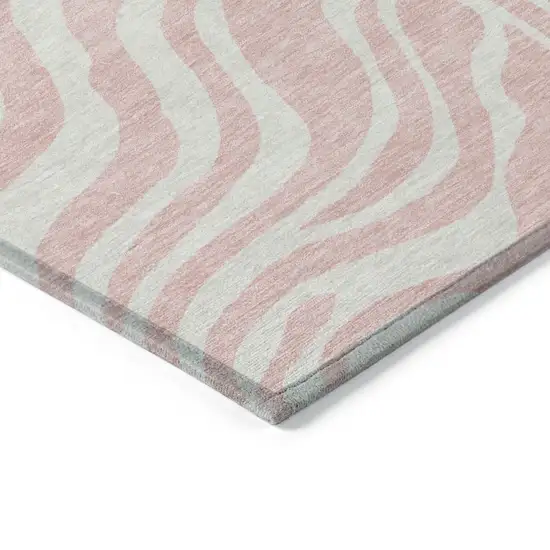 Pink And Gray Animal Print Washable Indoor Outdoor Area Rug Photo 4