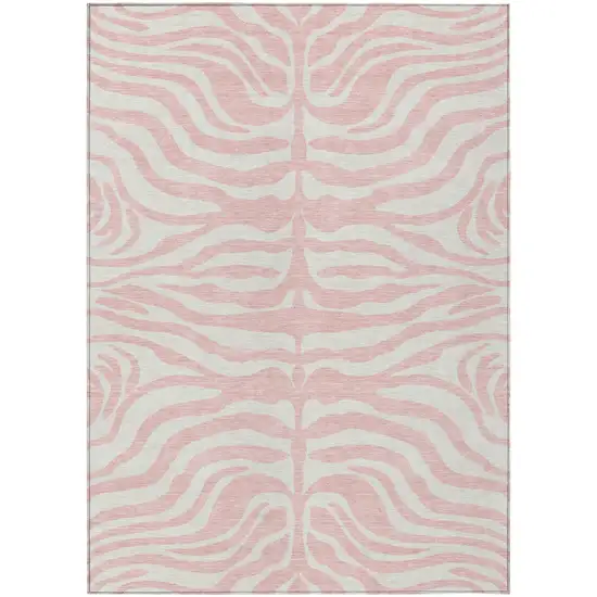 Pink And Gray Animal Print Washable Indoor Outdoor Area Rug Photo 2