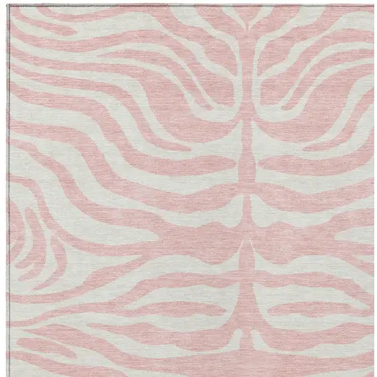Pink And Gray Animal Print Washable Indoor Outdoor Area Rug Photo 5