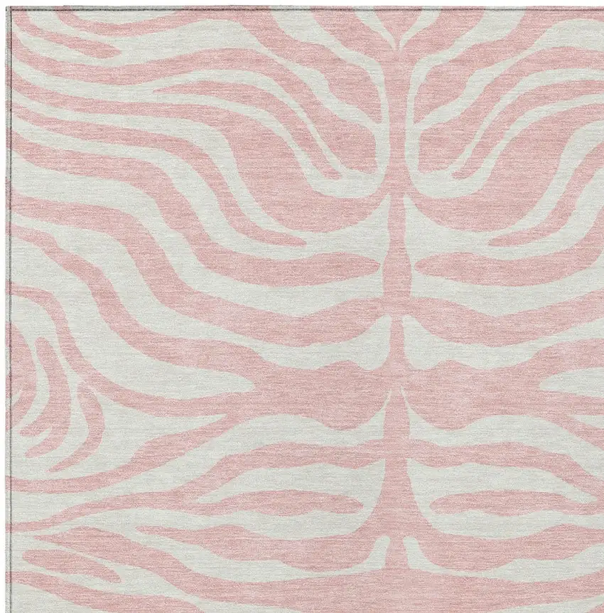 Pink And Gray Animal Print Washable Indoor Outdoor Area Rug Photo 5