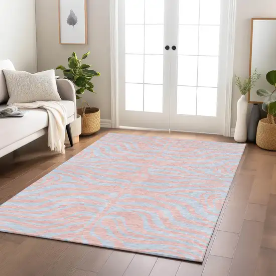 Pink And Gray Animal Print Washable Indoor Outdoor Area Rug Photo 9
