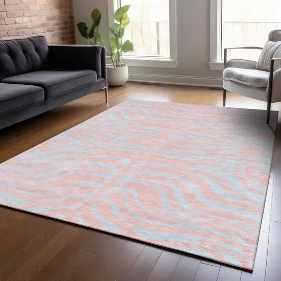 Pink And Gray Animal Print Washable Indoor Outdoor Area Rug Photo 8