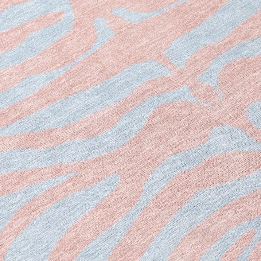Pink And Gray Animal Print Washable Indoor Outdoor Area Rug Photo 8