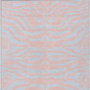 Photo of Pink And Gray Animal Print Washable Indoor Outdoor Area Rug