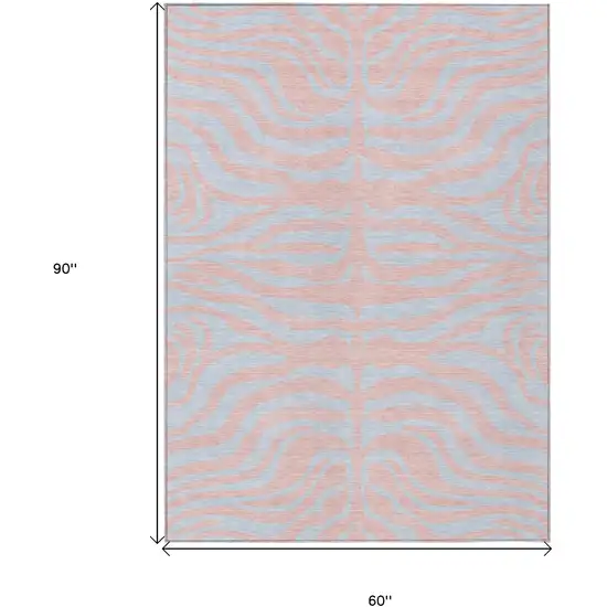 Pink And Gray Animal Print Washable Indoor Outdoor Area Rug Photo 7