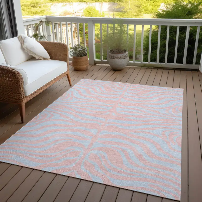 Pink And Gray Animal Print Washable Indoor Outdoor Area Rug Photo 7