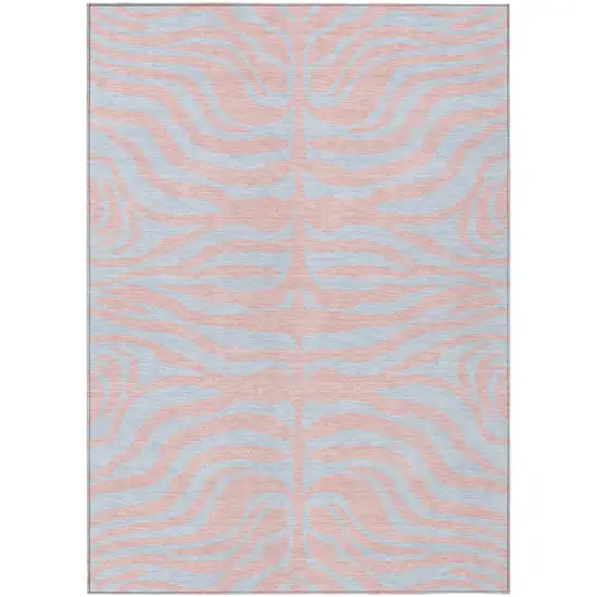 Pink And Gray Animal Print Washable Indoor Outdoor Area Rug Photo 2