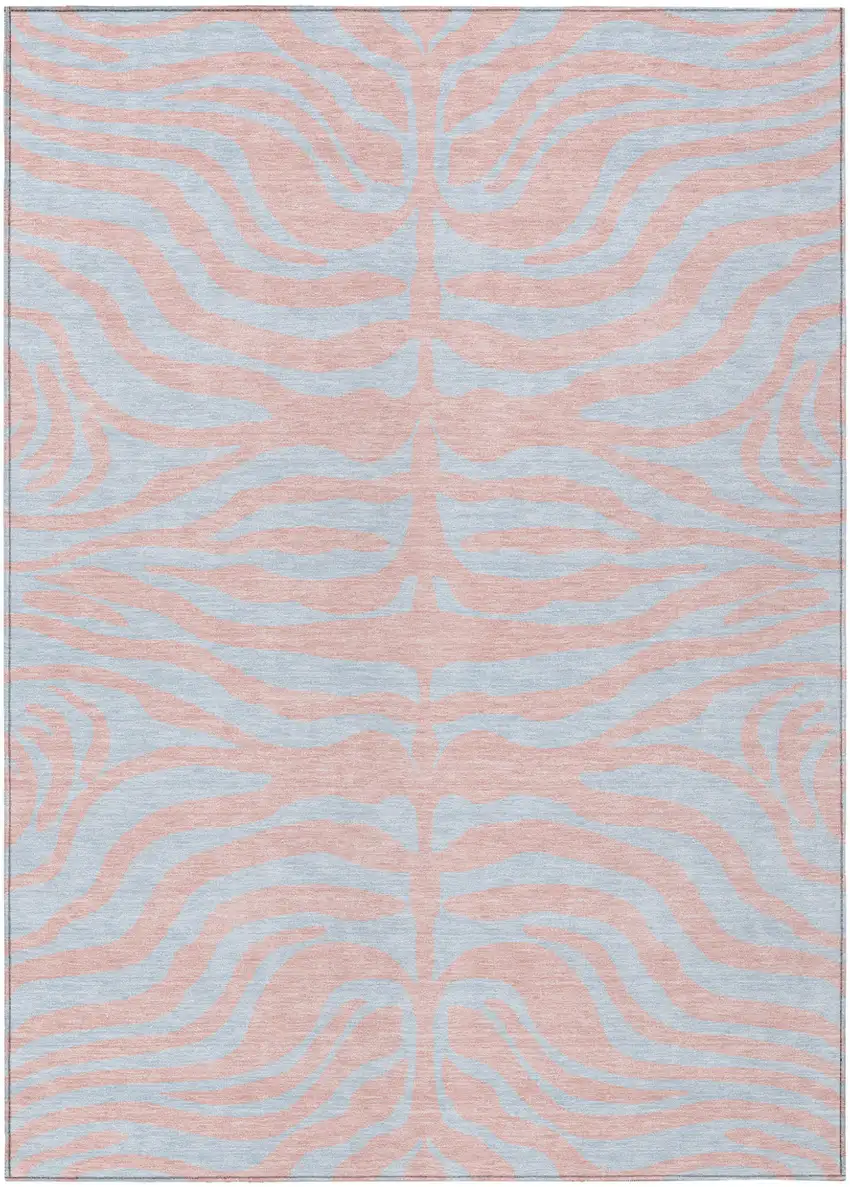 Pink And Gray Animal Print Washable Indoor Outdoor Area Rug Photo 2