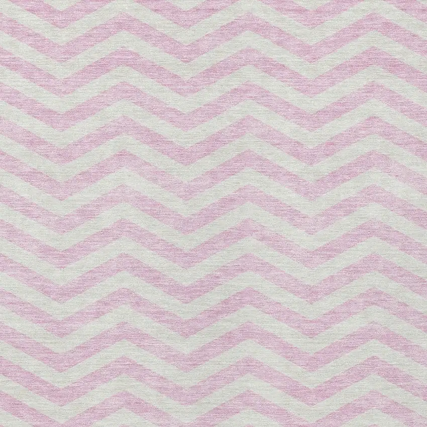 Pink And Gray Chevron Washable Indoor Outdoor Area Rug Photo 7