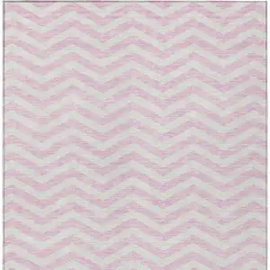 Photo of Pink And Gray Chevron Washable Indoor Outdoor Area Rug