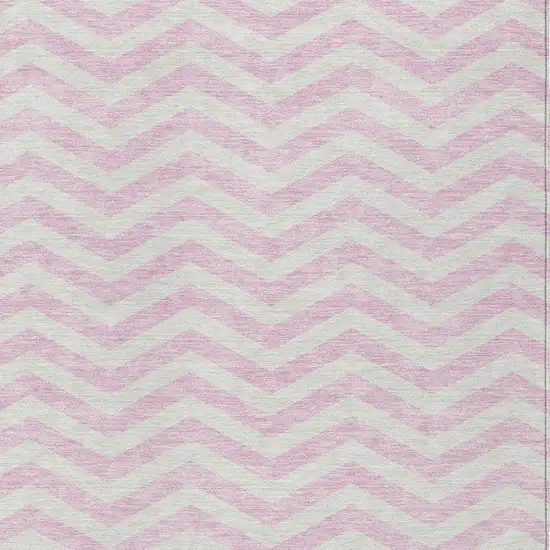 Pink And Gray Chevron Washable Indoor Outdoor Area Rug Photo 7