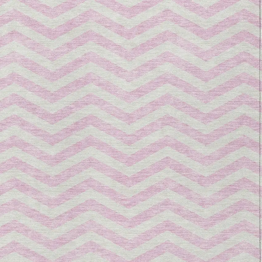 Pink And Gray Chevron Washable Indoor Outdoor Area Rug Photo 7