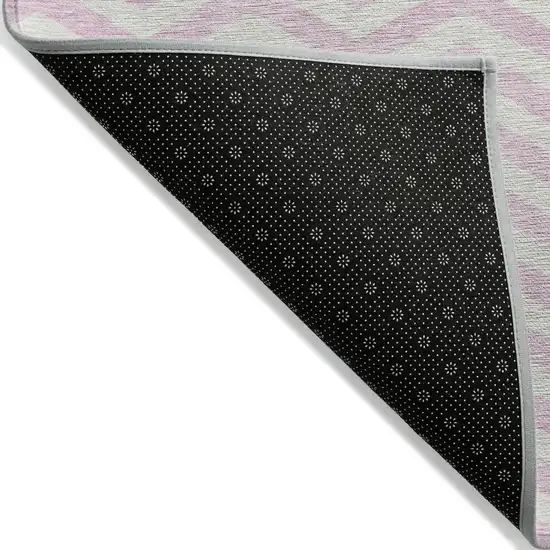 Pink And Gray Chevron Washable Indoor Outdoor Area Rug Photo 4