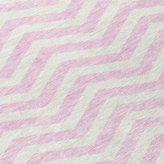 Pink And Gray Chevron Washable Indoor Outdoor Area Rug Photo 6