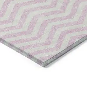 Photo of Pink And Gray Chevron Washable Indoor Outdoor Area Rug