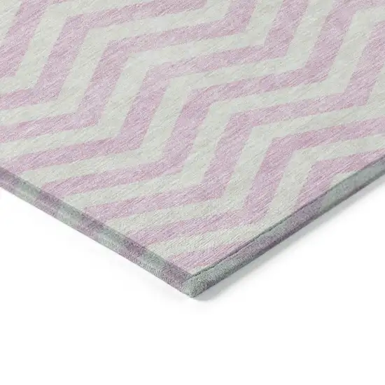 Pink And Gray Chevron Washable Indoor Outdoor Area Rug Photo 5