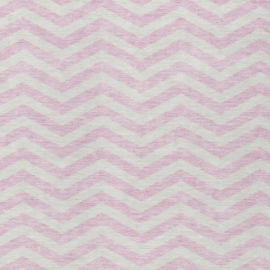 Pink And Gray Chevron Washable Indoor Outdoor Area Rug Photo 7