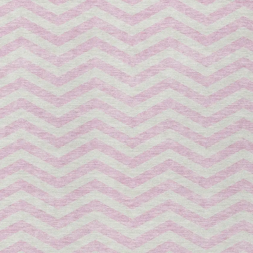 Pink And Gray Chevron Washable Indoor Outdoor Area Rug Photo 7