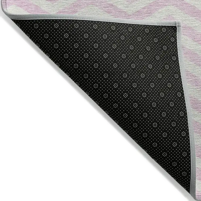 Pink And Gray Chevron Washable Indoor Outdoor Area Rug Photo 4