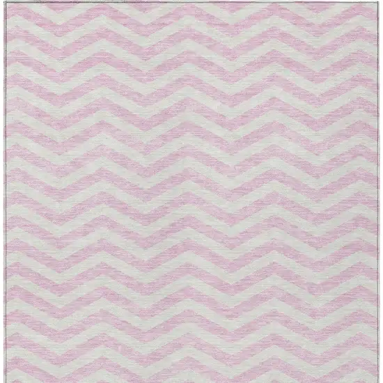 Pink And Gray Chevron Washable Indoor Outdoor Area Rug Photo 8