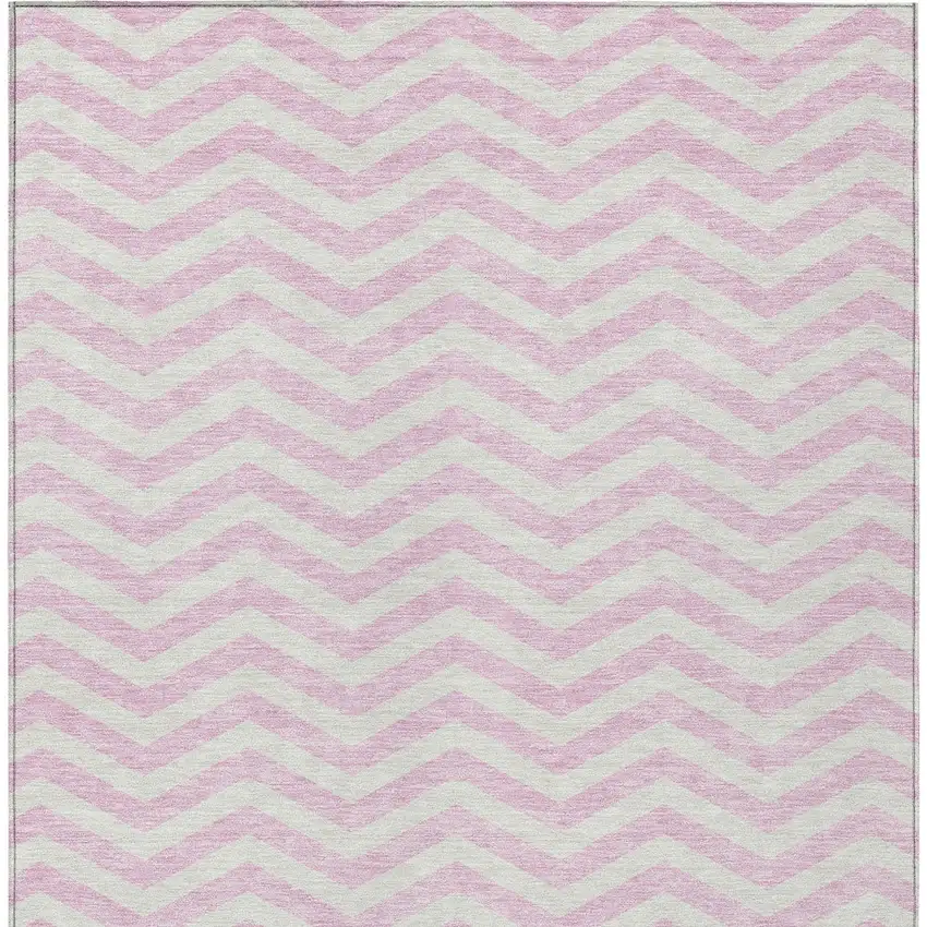 Pink And Gray Chevron Washable Indoor Outdoor Area Rug Photo 8