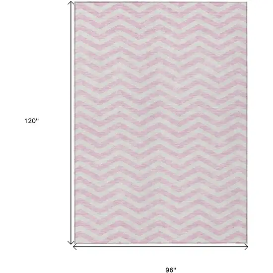 Pink And Gray Chevron Washable Indoor Outdoor Area Rug Photo 3