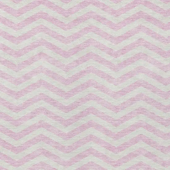 Pink And Gray Chevron Washable Indoor Outdoor Area Rug Photo 5