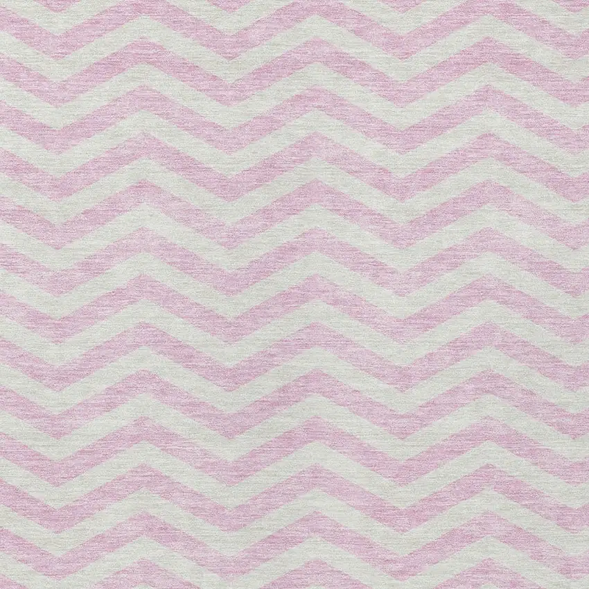 Pink And Gray Chevron Washable Indoor Outdoor Area Rug Photo 5