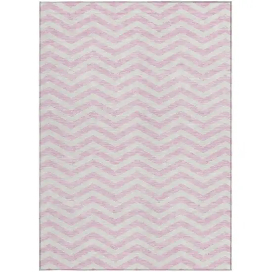 Pink And Gray Chevron Washable Indoor Outdoor Area Rug Photo 6