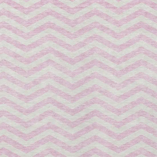 Pink And Gray Chevron Washable Indoor Outdoor Area Rug Photo 7