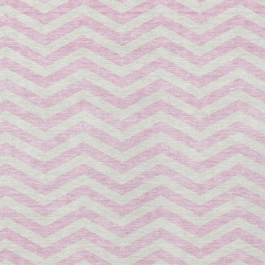 Pink And Gray Chevron Washable Indoor Outdoor Area Rug Photo 7