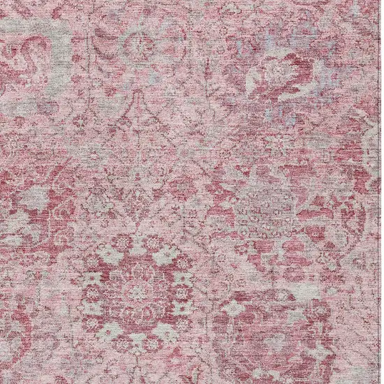 Pink And Gray Damask Washable Indoor Outdoor Area Rug Photo 5
