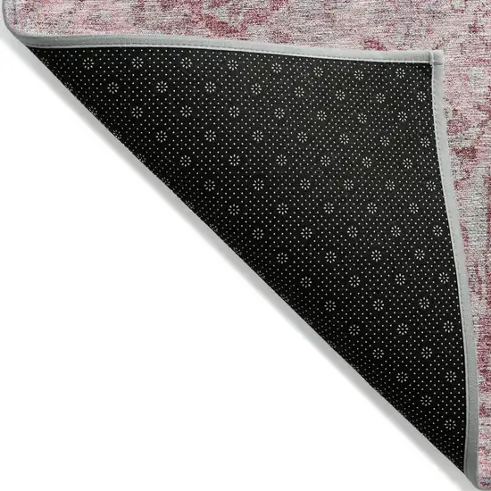 Pink And Gray Damask Washable Indoor Outdoor Area Rug Photo 3
