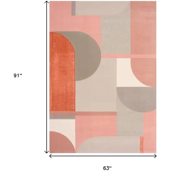 Pink And Gray Geometric Area Rug Photo 3