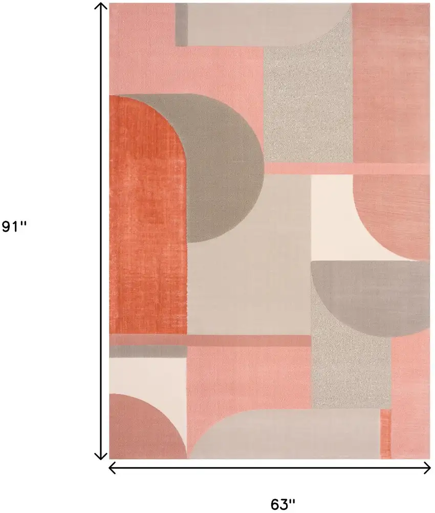 Pink And Gray Geometric Area Rug Photo 3