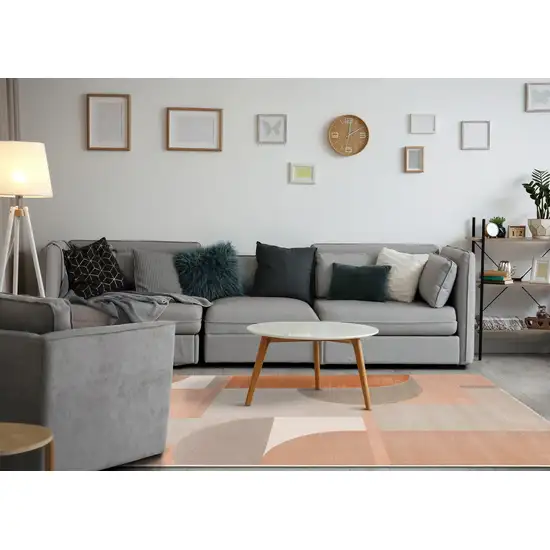 Pink And Gray Geometric Area Rug Photo 6