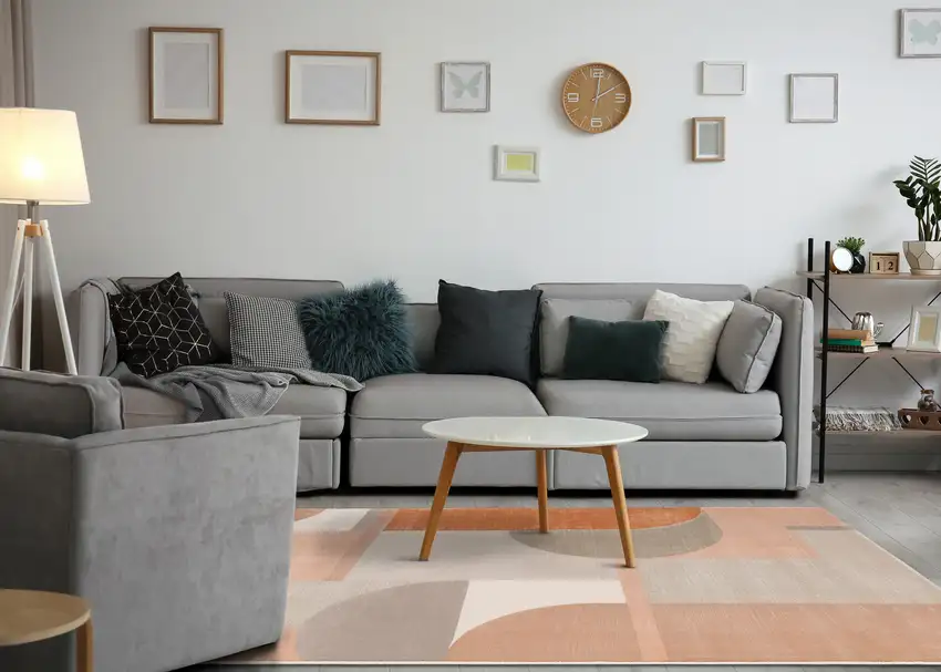 Pink And Gray Geometric Area Rug Photo 6