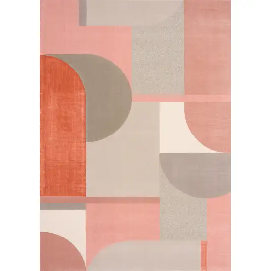 Pink And Gray Geometric Area Rug Photo 2