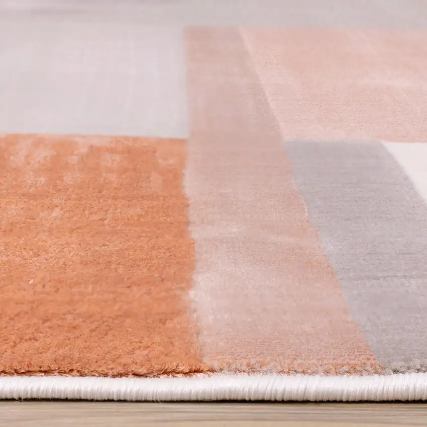 Pink And Gray Geometric Area Rug Photo 9