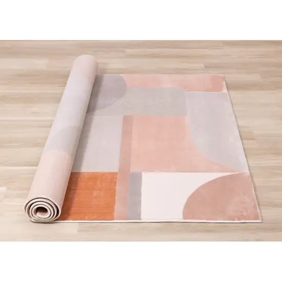 Pink And Gray Geometric Area Rug Photo 9
