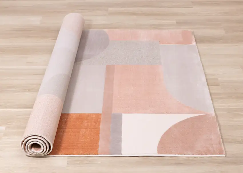 Pink And Gray Geometric Area Rug Photo 9