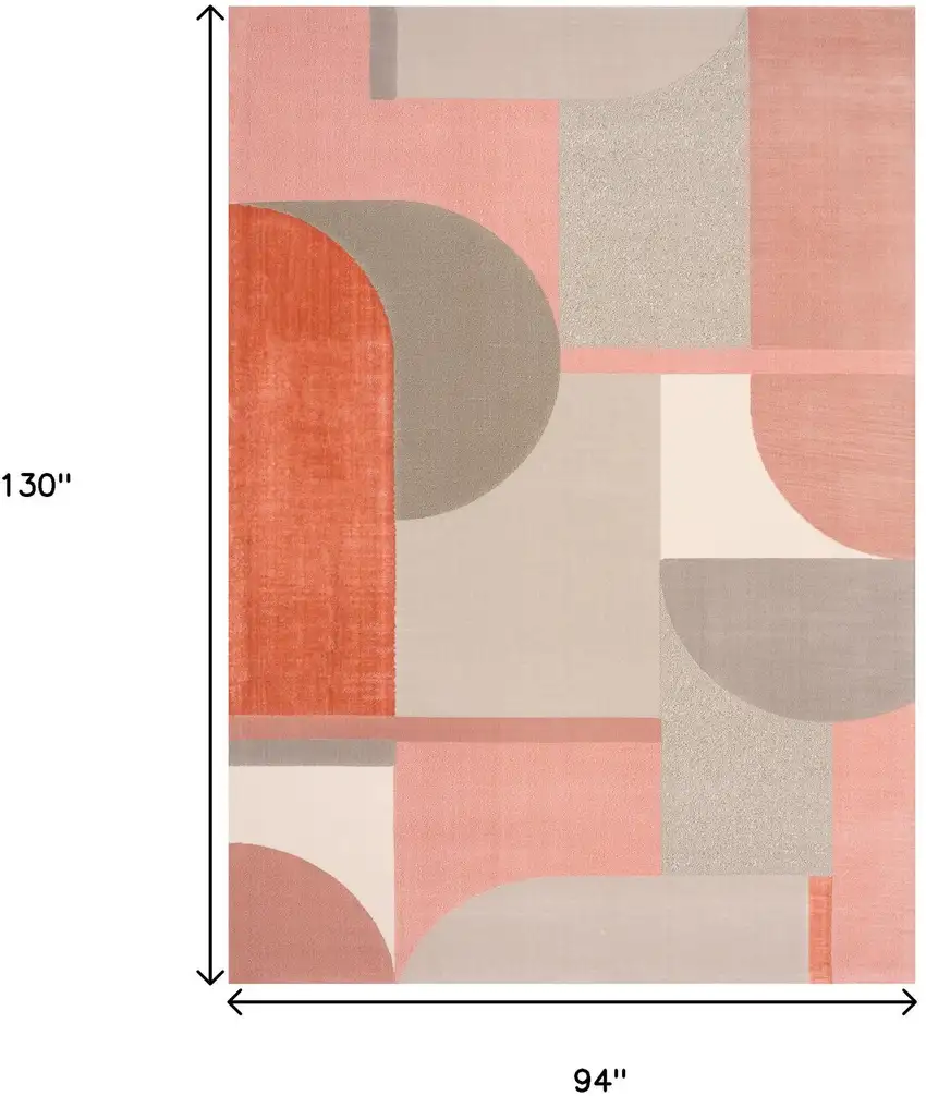Pink And Gray Geometric Area Rug Photo 3
