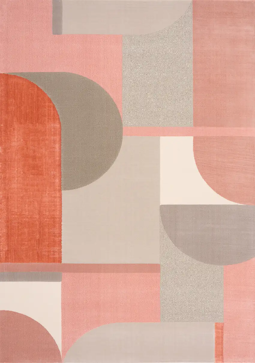 Pink And Gray Geometric Area Rug Photo 2