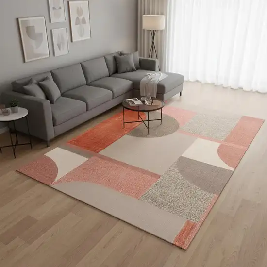 Pink And Gray Geometric Area Rug Photo 1