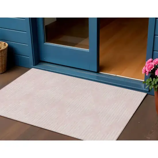 Pink And Gray Geometric Washable Indoor Outdoor Area Rug Photo 1