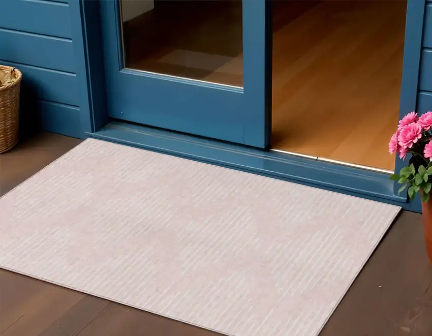 Pink And Gray Geometric Washable Indoor Outdoor Area Rug Photo 1
