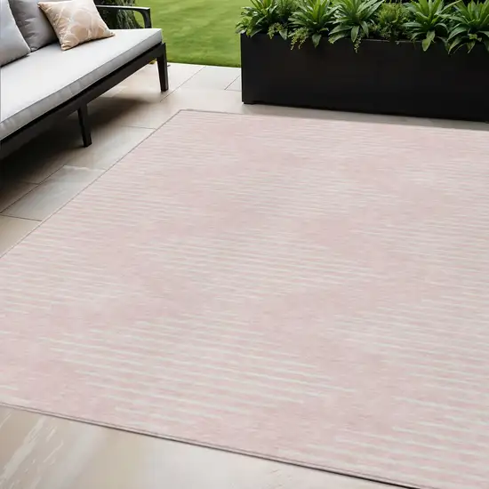 Pink And Gray Geometric Washable Indoor Outdoor Area Rug Photo 1
